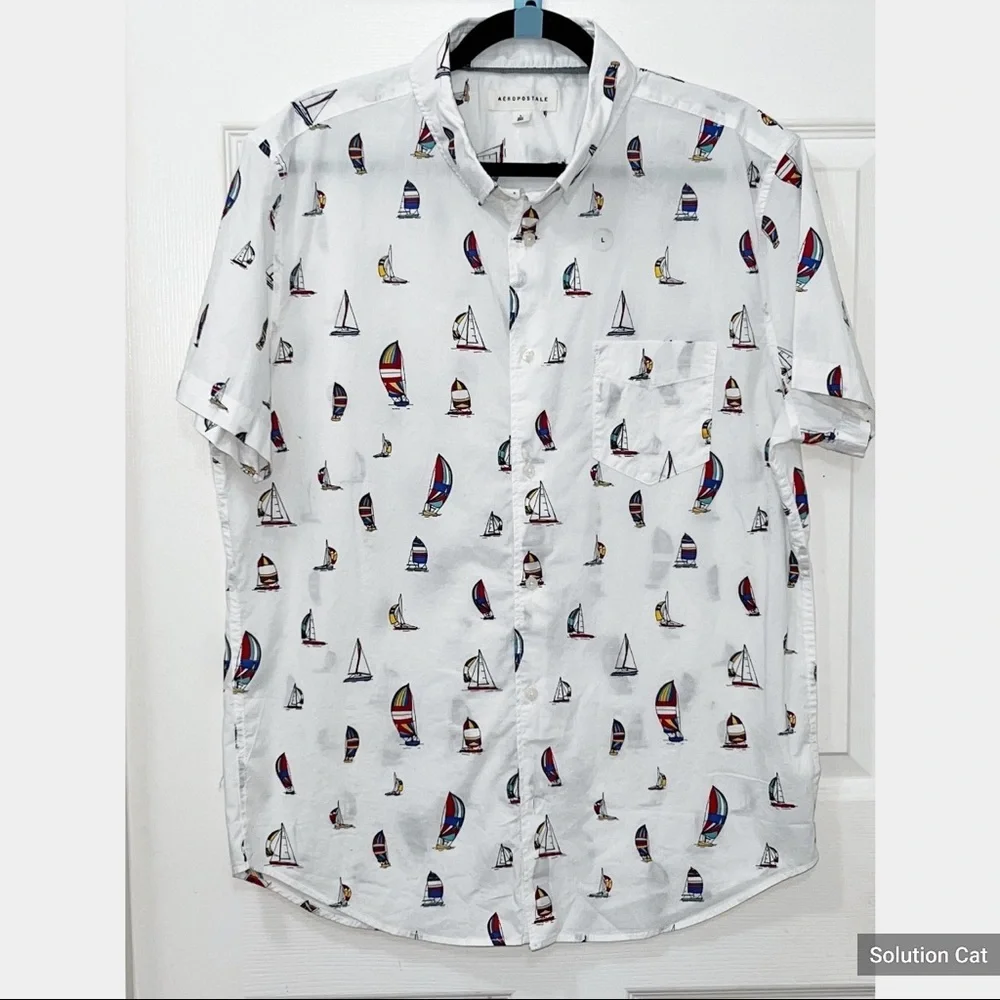 New Aeropostale - Cotton Blend Regular Fit White Men's Casual Size Large